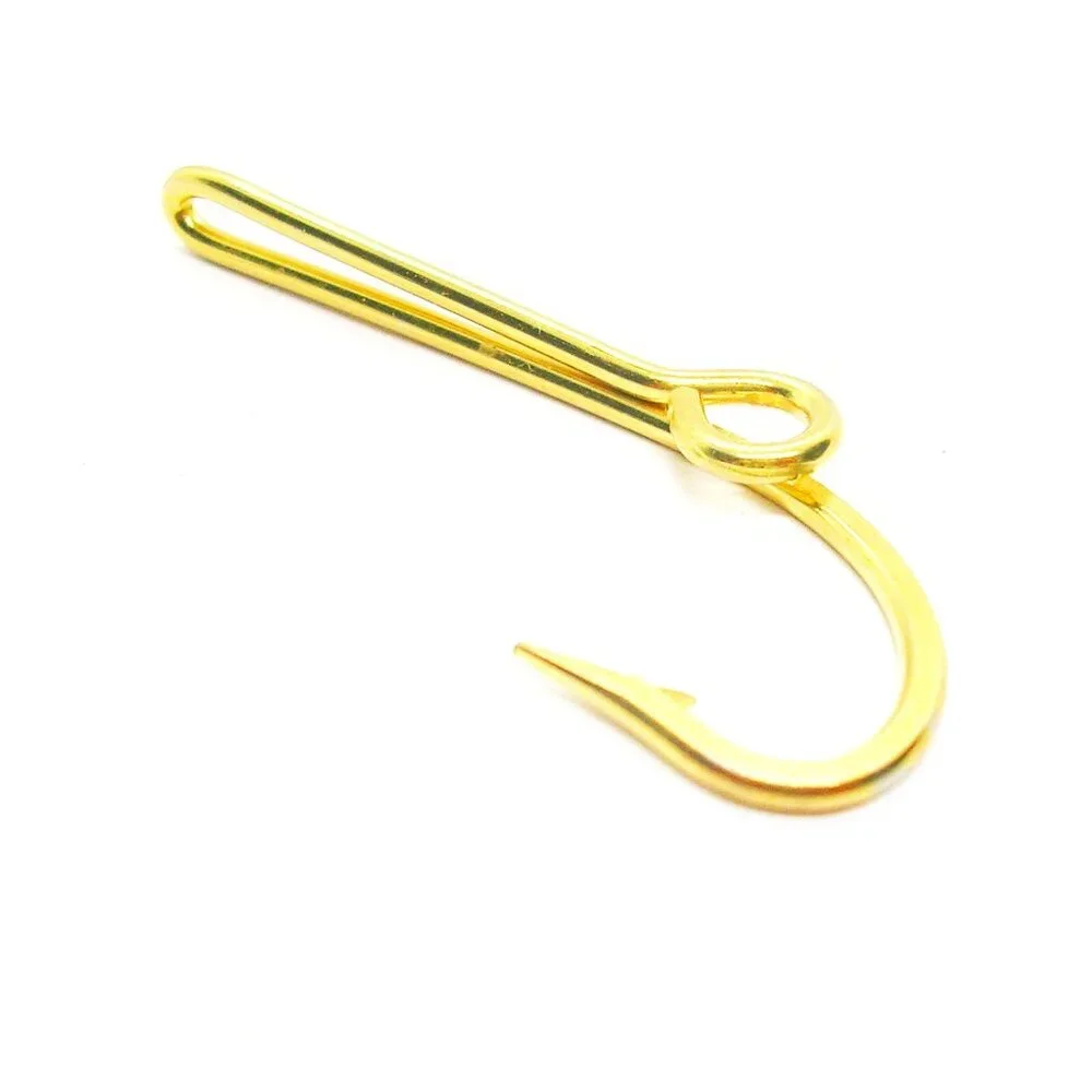 Vintage Tie Clip Bar Fishing Hook Sport Fisher Gift Money Clip Formal Wear Neckt